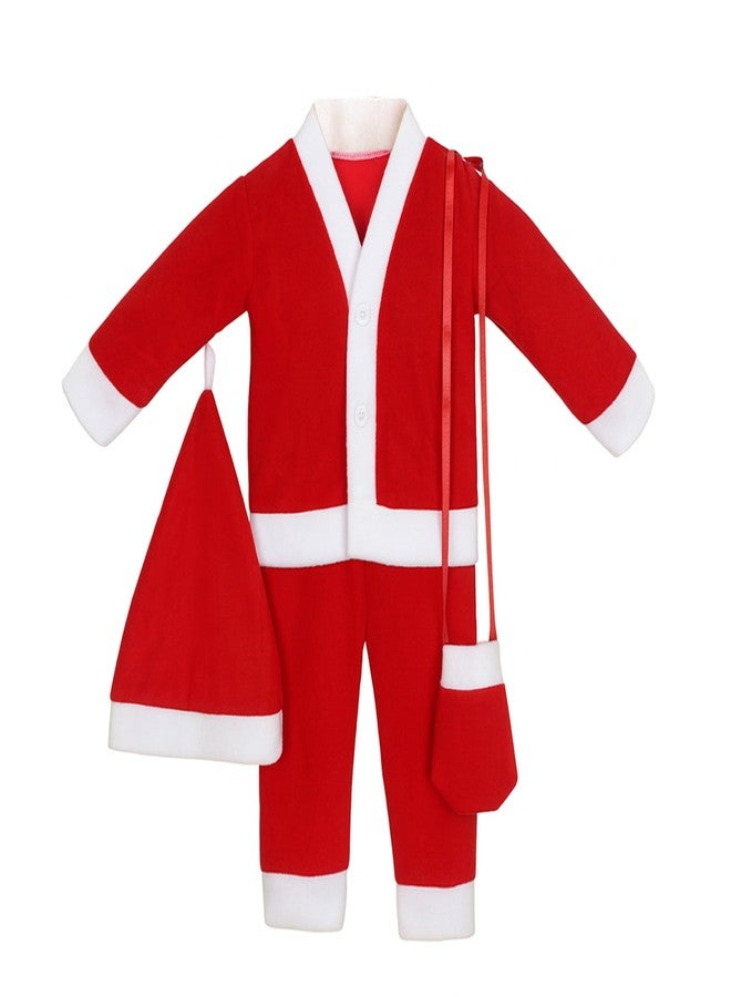 Toyshine Santa Claus Costume Dress Set for Baby 1-2 Years | Soft & Comfortable Christmas Outfit with Hat Top & Pant for Boys & Girls -Size 2 - Image 1
